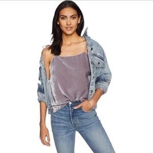 NWT Cupcakes & Cashmere Purple Velvet Coquette Strappy y2k Crop Top‎ Sz Small